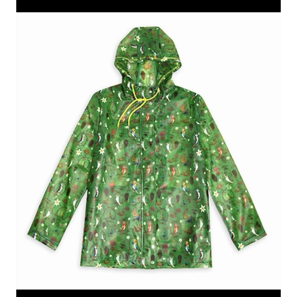 Disney Parks Enchanted Tiki Room Hooded Rain Coat Jacket Green XS